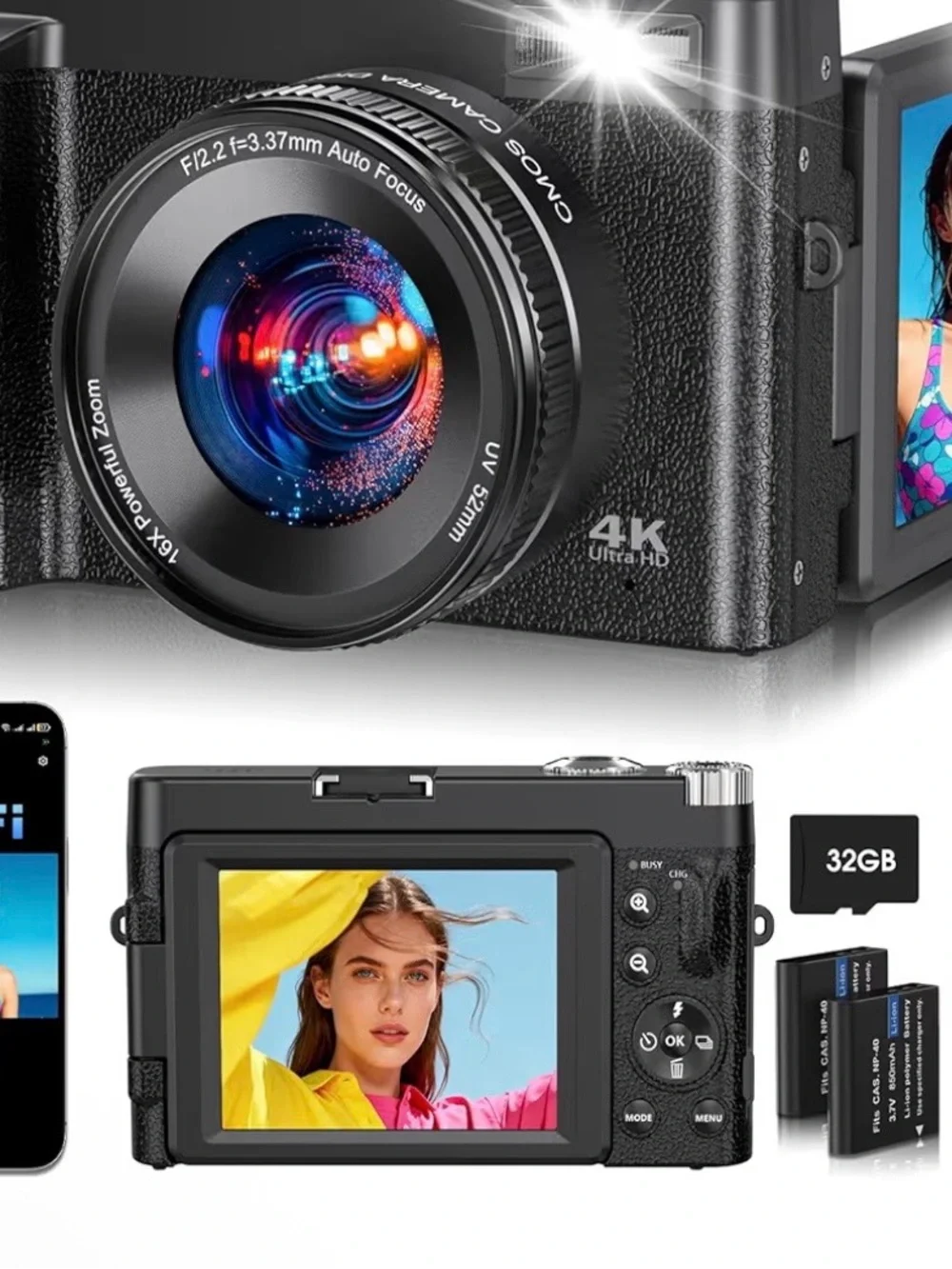 Compact 4K Digital Camera - Black
